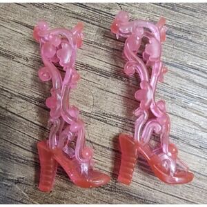 Vtg Barbie Doll Shoes Fashionistas Pink Super Strappy High Heel Sandals Mattel